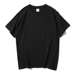 Camiseta de algodón 100% grueso para hombre, negra, informal, de punto, holgada, con logotipo personalizado al por mayor y estampado en relieve - Product Image 2