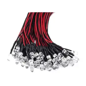 3mm 5mm 10mm 8mm DC 24V 12V 3V temizle yanıp sönen mavi LED diyot 20cm kablo tutucu ön kablolu işık verici