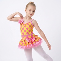 Vestido de Baile Jazz con Estampado de Lunares MiDee para Niñas, con Camisola, Detalles de Lazos y Falda Tutú para Actuaciones en Escenario