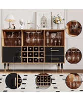 Meuble Bar à Vin Moderne en Bois RTA pour Commandes en Gros, Luxe avec Éclairage LED et Station de Recharge pour Salon et Salle à Manger