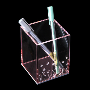 Personalizzabile Ufficio Scrivania <span class=keywords><strong>Rosa</strong></span> Con Fiori Acrilico Trasparente Supporto Della Penna - Product Image 2