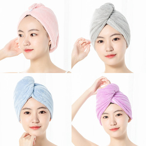 Serviette-turban absorbante et séchage rapide en polaire corail douce pour <span class=keywords><strong>femme</strong></span>, avec boucle, pour <span class=keywords><strong>cheveux</strong></span> secs – Fabricant - Product Image 2