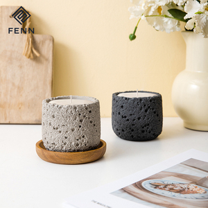 Bougie décorative en céramique givrée, design <span class=keywords><strong>original</strong></span> unique nordique, porte-bougie coloré, pot à bougie en béton vide, décoration d'intérieur, pot à bougie en ciment - Product Image 4