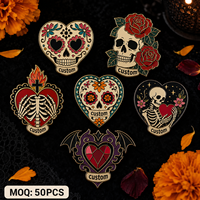 En gros, Pin's en émail personnalisé Cœur de squelette Jour des Morts, style gothique fantastique, badge cœur rétro, pin's de revers en métal squelette