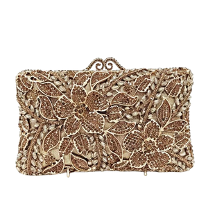 Bolso de noche llamativo con pedrería floral para mujer, práctico bolso de mano con cadena desmontable, brillante para eventos temáticos de cumpleaños - Product Image 2