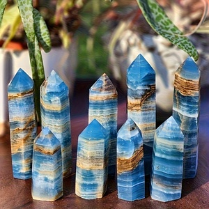 Torre de Cristal Natural al por Mayor, Punta de Ágata Azul, Obelisco de Ónix Azul, Gema Suelta para Manualidades y Decoración del Hogar - Product Image 4