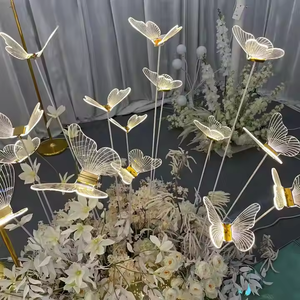 Luces de carretera luminosas de mariposa acrílica de cinco cabezas a prueba de agua, luces de <span class=keywords><strong>suelo</strong></span> de Metal con energía Solar para diseño de sitio de boda - Product Image 2