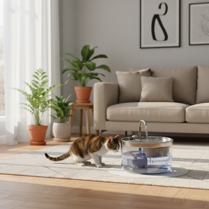 <span class=keywords><strong>Fontaine</strong></span> à <span class=keywords><strong>eau</strong></span> pour animaux de compagnie en verre de 2,8 L avec lumière LED, distributeur d'<span class=keywords><strong>eau</strong></span> automatique pour chat, forme de fleur, pompe silencieuse, niveau d'<span class=keywords><strong>eau</strong></span> visible - Product Image 6