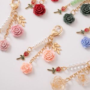 Metal Colorful 3D Camellia Rose Flower <b>KeyChain</b> Alloy Metal Resin Flower Rose <b>Keychain</b> for Purse Bag Charm Car Key Accessories - Product Image 4
