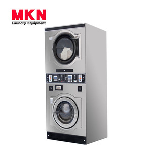 Équipement de blanchisserie tout-en-un abordable, laveuse et sécheuse commerciales à double étage, à monnayeur/carte - Product Image 2