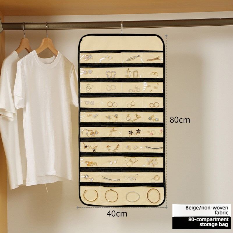 Sac à bijoux avec 80 compartiments - beige