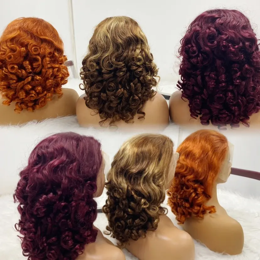 Perucas de cabelo humano cru desenhado duplo super 12A grau Funmi ovo bouncy onda 13x4 rendas frontal perucas de cabelo vietnamitas para mulheres negras