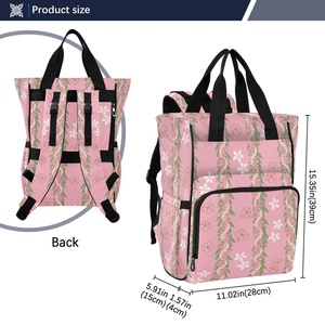 Mochila Pañalera para Bebé Aloha Collection, Diseño Personalizado Hawaiano, Flor de Puakenikeni Rosa, Impermeable, Bolsa de Viaje para Mamá - Product Image 3