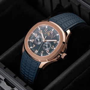 Montre mécanique multifonctionnelle de luxe pour homme, phase de lune, remontage automatique, bracelet en caoutchouc, mouvement ETA de haute qualité, acier inoxydable - Product Image 3