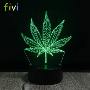 Maple Leaf 3D Nachtlampje Led Touch Schakelaar Bladeren 3D Lamp Usb 7 Kleuren Veranderende Acryl Bureau Tafellamp