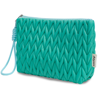 Tas tangan wanita, kantung kosmetik garis Puffer berpergian quilt tahan air nilon