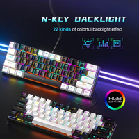Teclado Mecánico con Cable de 61 Teclas, Tipo C, Intercambiable en Caliente, RGB, para Juegos de Computadora
