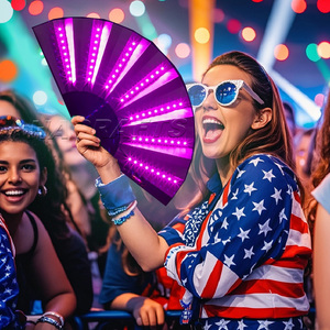 33cm Glow Hand Fan <span class=keywords><strong>Led</strong></span> tre cầm tay quạt gấp với ánh sáng lên fan hâm mộ cho tổ chức sự kiện - Product Image 2