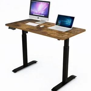 Fornitori tavolo motorizzato con venature del legno marrone tavolo da lavoro elettrico per sedersi in piedi tavolo regolabile in altezza tavolo da lavoro per laptop regolabile
