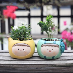 4 Couleurs Cartoon Plant Gardening Potted Fruit Baby Face Planter Decorative Desk Succulent Storage Bonsai Ornaments Flower Pot - Product Image 2