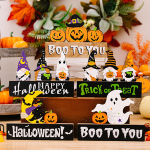 Decoraciones de Madera para Halloween, Calabaza, Fantasma, Gnomo, Letreros, Adornos de Mesa para Interiores, Serigrafía Hecha a Mano - Product Image 5