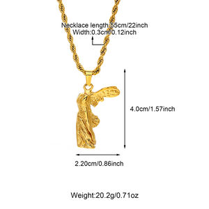 Mythe grec Collier personnalisé PVD plaqué or en acier inoxydable Relief Gravure Victoire Déesse Samothrace Pendentif Collier pour hommes - Product Image 6