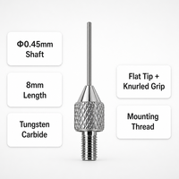 Height Gauge Probe, M2.5 Dial Indicator, Tungsten Steel Flat-Tip Probe, Diameter 0.45 X 8 mm Custom Sizes Available Per Drawings