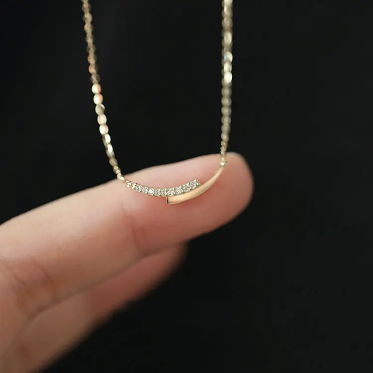 Collar con colgante de cara sonriente de circonia cúbica para mujer, Plata de Ley 925, cadena de clavícula chapada en oro de 14K