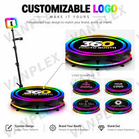 Photo Booth 360 Derajat dengan Lampu LED Ring Light dan Platform Berputar untuk Smartphone & iPad, Rotasi yang Dapat Disesuaikan & Kontrol via Aplikasi