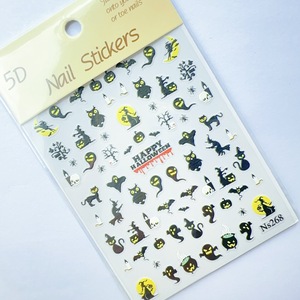 สติ๊กเกอร์ติดเล็บฮาโลวีน 5D ลายกะโหลกผีฟักทองโบว์  แบบติดเองสำหรับตกแต่งเล็บ - Product Image 6