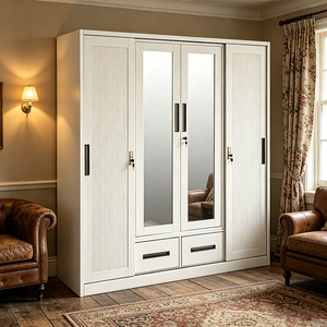 Armario Moderno Deslizable de 4 Puertas, Armarios de Dormitorio, Muebles de Dormitorio, Armario <span class=keywords><strong>con</strong></span> <span class=keywords><strong>Espejo</strong></span>, Armario para Ropa - Product Image 1