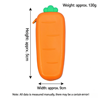 Étui à crayons en silicone personnalisé en forme de carotte 3D, organiseur de papeterie en silicone souple pour enfants, cadeau pour l'école