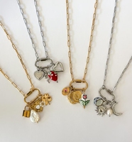 Collier à fermoir verrouillable à vis en or 18K avec porte-breloque mousqueton en acier inoxydable trombone chaîne à maillons style classique