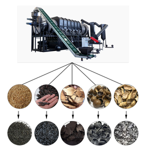 Machine de fabrication de biochar et de charbon de bois à partir de copeaux de bois et de biomasse, four de carbonisation continu pour sciure de bois avec moteur et roulement - Product Image 1