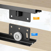 Système de rail inférieur moderne en alliage d'aluminium pour porte coulissante à deux rails, avec roulement à rouleaux et accessoires, pour chambre, appartement, extérieur, salle de sport