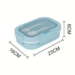 Lonchera Infantil de Plástico con 3 Compartimentos, Reutilizable, Tipo Bento, con Cubiertos, Libre de BPA, Apta para Alimentos - Product Image 5