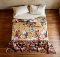 Couvre-lit matelassé de luxe en chanvre chinois écologique, brocart Han, 230cm*250cm - Moment de fleurissement rouge, pour la maison, toutes saisons