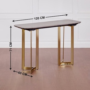 Mesa consola de mármol de alta calidad para sala de estar y comedor con mármol marrón y patas doradas superventas - Product Image 5