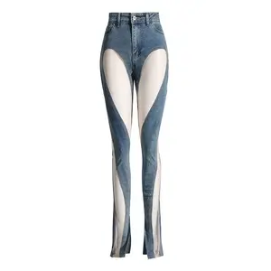 Niche Design Sense сетчатые брюки 2024 Новая мода сексуальные сетчатые джинсы с разрезом