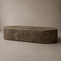 Table basse ronde OAKEN pour salon, en marbre Byron, avec plateau en pierre cannelée, décoration d'intérieur, table basse pour salon, meubles de maison