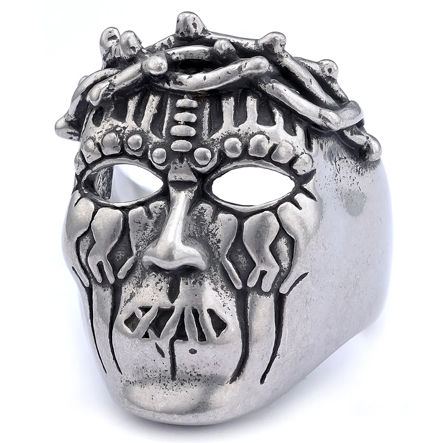 New Arrival Stainless Steel Fashionable Movies Face Stainless Steel Mask Ring for Men Women Size 7-13