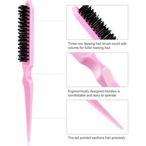 Brosse à cheveux démêlante professionnelle en nylon personnalisée en gros, peigne coiffant en plastique, brosse de contrôle des bords multicolore - Product Image 4