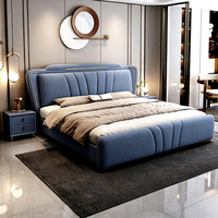 Lit de rangement moderne et luxueux JUNYUHAO, taille King/Queen, revêtement en tissu haut de gamme, mousse haute densité, cadre en pin certifié E0
