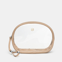Pochette cosmétique en PU en forme de coquille avec fenêtre transparente en PVC, trousse de toilette portable pour voyage, OEM ODM, logo personnalisé