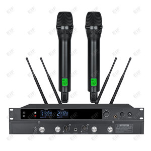 ระบบไมโครโฟนไร้สาย BD-28 True Diversity แบบสองช่องสัญญาณ XLR ชุดไมค์แบบมือถือ UHF พร้อมระบบตัดเสียงรบกวน จอแสดงผลดิจิตอล แบบติดตั้งบนแร็ค - Product Image 3