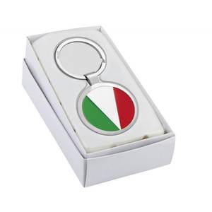 Llavero Redondo con la Bandera Italiana en Colores Vibrantes, Mosquetón Promocional Premium - Product Image 3