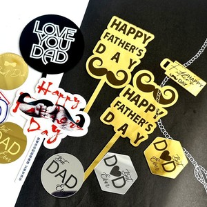 Décoration de gâteau en acrylique imprimée en couleur pour la fête des pères, décoration de cupcake en acrylique « Je t'aime Papa » - Product Image 2