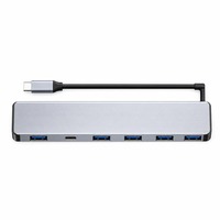 Hub USB-C 7-en-1 ultra-fin en alliage d'aluminium, adaptateur de stationnement portable avec garantie de 12 mois pour tablettes, voyages et usage hôtelier – En stock