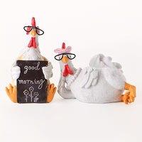 Statue décorative populaire de coq et de poule du matin, artisanat en résine d'animaux amusants, ornements en résine, décoration d'intérieur