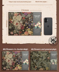 Carnet à couverture rigide 16K de style italien rétro artistique, papier vierge, cadeau haut de gamme pour étudiant - Product Image 1